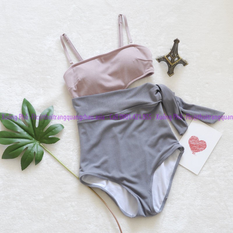 (Hàng Nhập) Bikini màu Nude liền thân cut-out Phiên bản Hàn quốc #1937