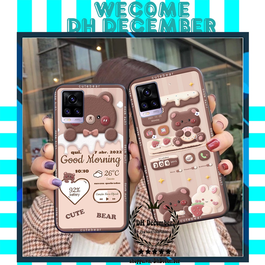 Ốp lưng Vivo V20 in hình 3D GẤU HỒNG-GẤU BE3R -XINH XẺO CỰC ĐẸP