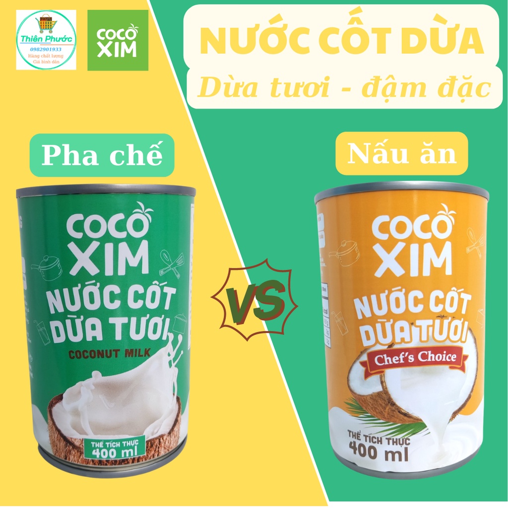 Nước cốt dừa đóng lon Cocoxim 160ml và 400ml - đậm đà, thơm béo, chuẩn vị