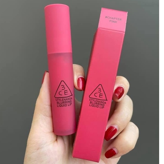Son Tint 3CE Blurring Liquid Lip Chapter Pink – Màu Hồng Khô Pha Đỏ Lạnh Bền Màu