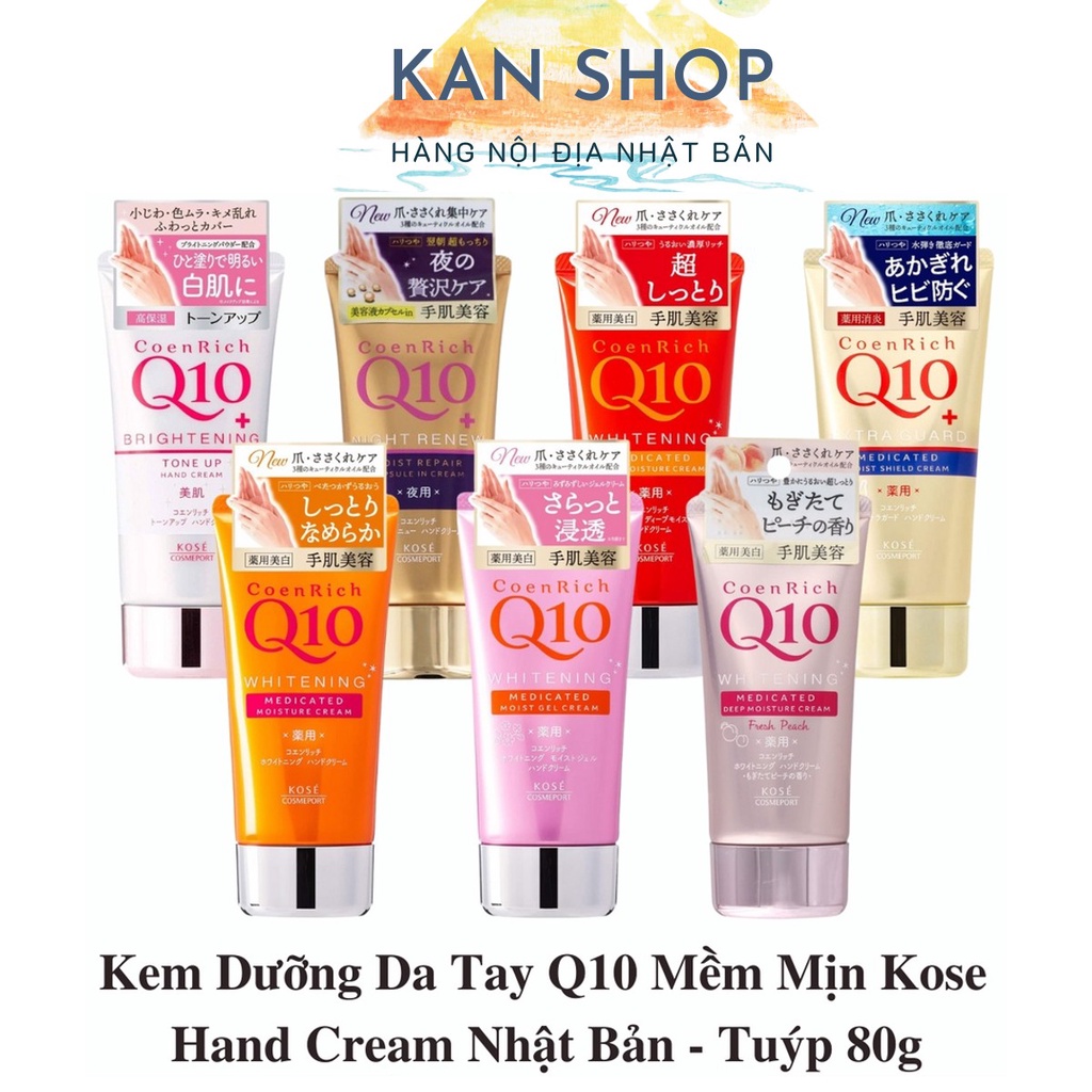 Kem dưỡng da tay Q10 mềm mịn Kose Hand Cream Nhật Bản - Tuýp 80g | Kan shop hàng Nhật