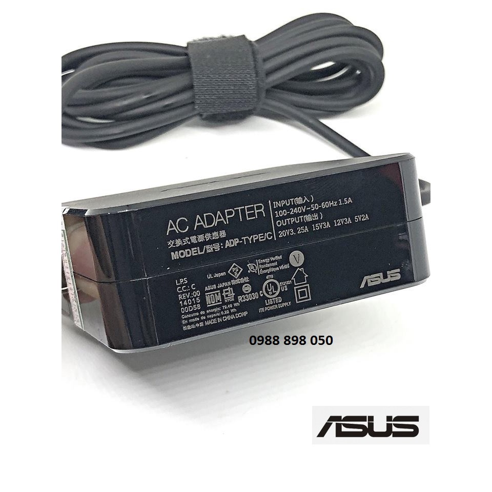 BÁN SẠC ASUS CHÂN TYPE-C 20V 3.25A 65W CHÍNH HÃNG LỖI ĐỔI MỚI