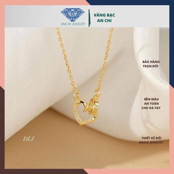 Dây chuyền trái tim rỗng đính đá, bạc ta sáng đẹp - An chi jewelry