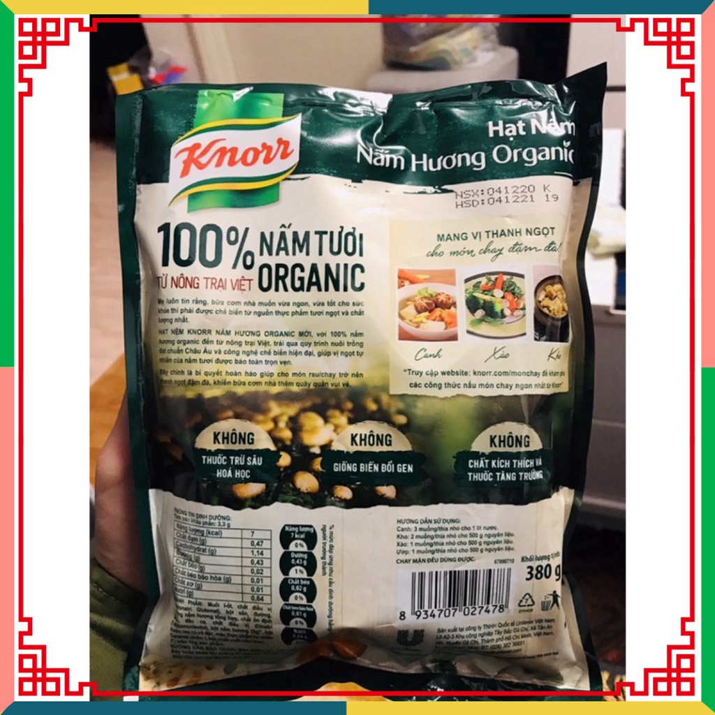 HOT LIKE Hạt nêm Knorr nấm hương mộc nhĩ organic 380g date mới