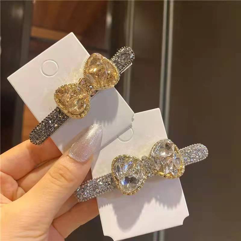 Kẹp Tóc Đính Đá Hình Nơ Thiết Kế Đơn Giản 2022 Dành Cho Nữ