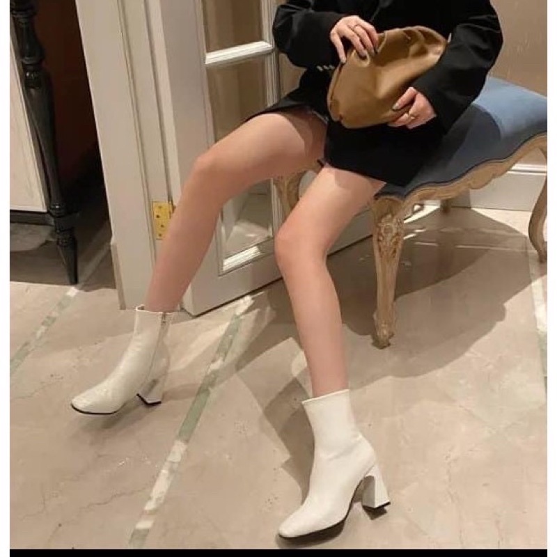 boot (bốt) da bóng cổ thấp gót cạnh 7p (hàng QC full box) | BigBuy360 - bigbuy360.vn