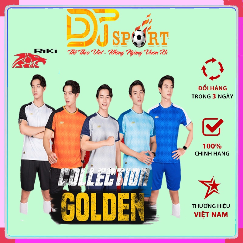Quần áo bóng đá Riki GOLDEN -Bộ áo thể thao không Logo Chất vải cao cấp, thấm hút tốt, thoải mái, mềm mại