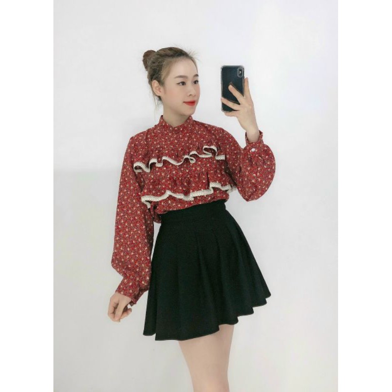 áo Hoa nhí ulzzang babydoll hoa nhí viền ren  tiểu thư xinh xuất sắc