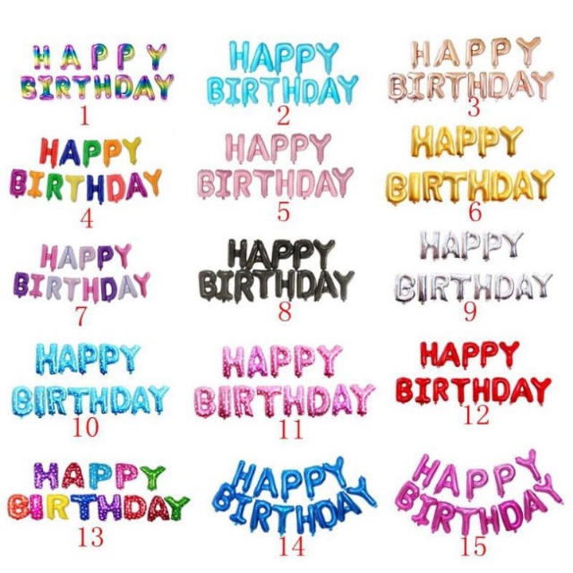 Bóng Chữ Happy Birthday cỡ 16 inch ~ 40cm Trang Trí Sinh Nhật có kèm dây treo