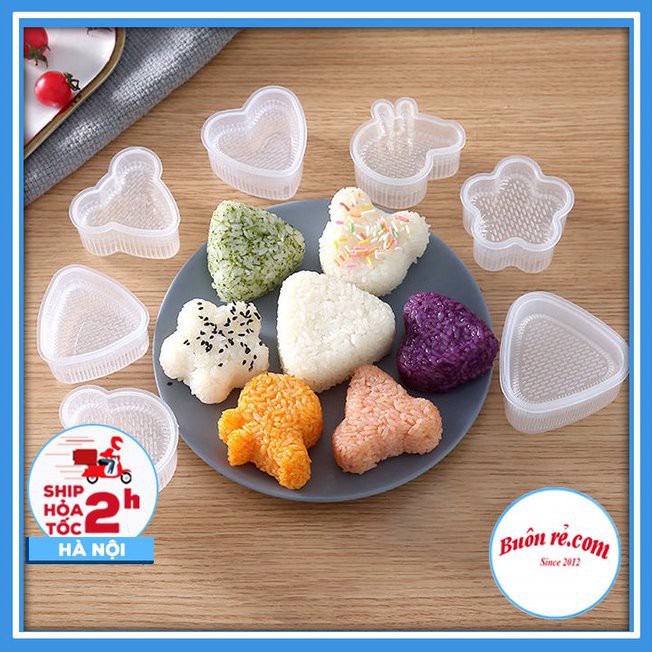 Set 7 khuôn cơm nắm bento KÈM THÌA tiện lợi – Khuôn cơm nhựa trong suốt an toàn sức khỏe 01471