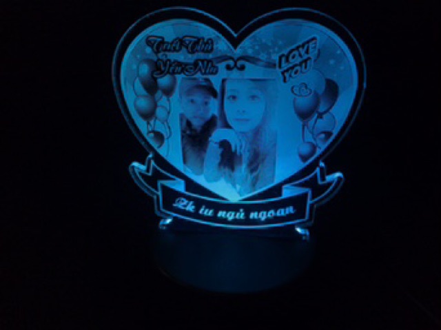 Đèn led 3d hình tim, (7 màu - 16 màu) Quà tặng theo yêu cầu