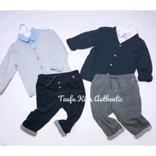 Hm h&m auth set 2 cardigan xanh - ghi bé trai 18-24m 3/4y
