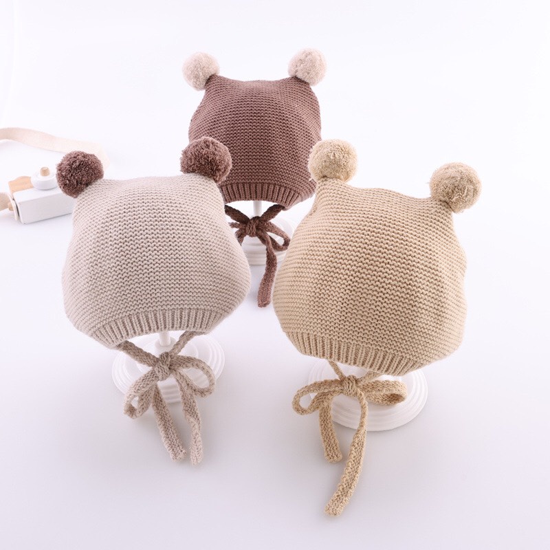 Mũ len bé trai bé gái - Mũ len nhiều màu đáng yêu cho bé từ 0-3 tuổi có Tai gấu siêu xinh chất mềm mịn mẫu mới ML03