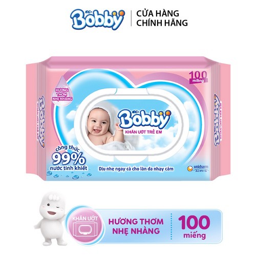 Combo 4 gói khăn ướt Bobby Care có hương 100 tờ