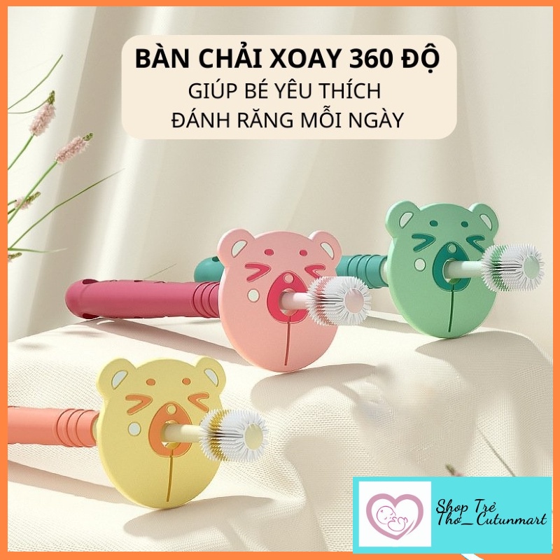Bàn chải đánh răng xoay 360 độ siêu mềm cho bé từ 18 tháng tuổi Duola Duobu