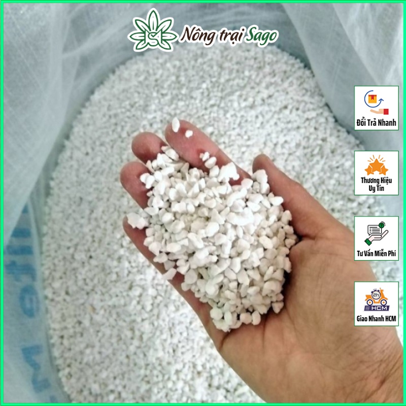 Đá Trân Châu (Đá Perlite) - Giá Thể Trồng Cây, Trồng Rau Giúp Đất Tơi Xốp Tự Nhiên (Gói 5 dm3) - Nông Trại Sago