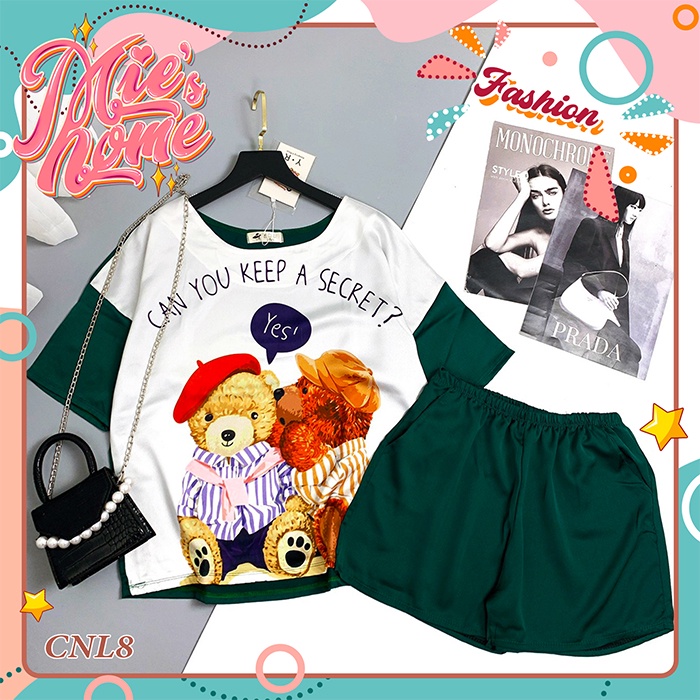 Đồ bộ nữ mặc nhà,bộ đùi lụa cổ tròn-Mie | BigBuy360 - bigbuy360.vn