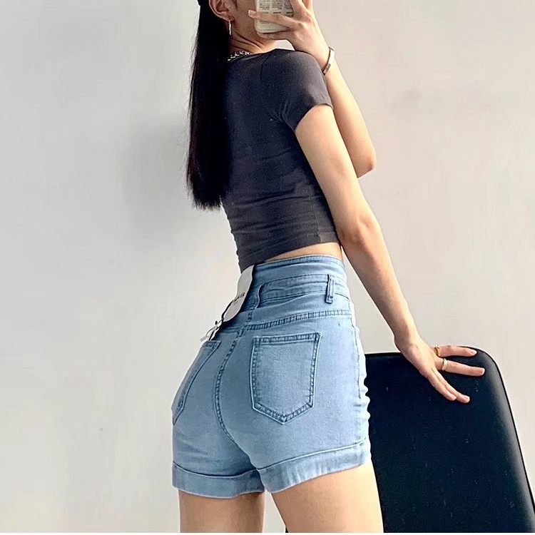 Quần Short Denim Mỏng Lưng Cao Gợi Cảm Mùa Hè Kiểu Mới Cho Nữ