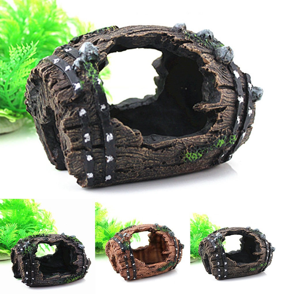 Đồ trang trí hồ cá hình thùng rượu