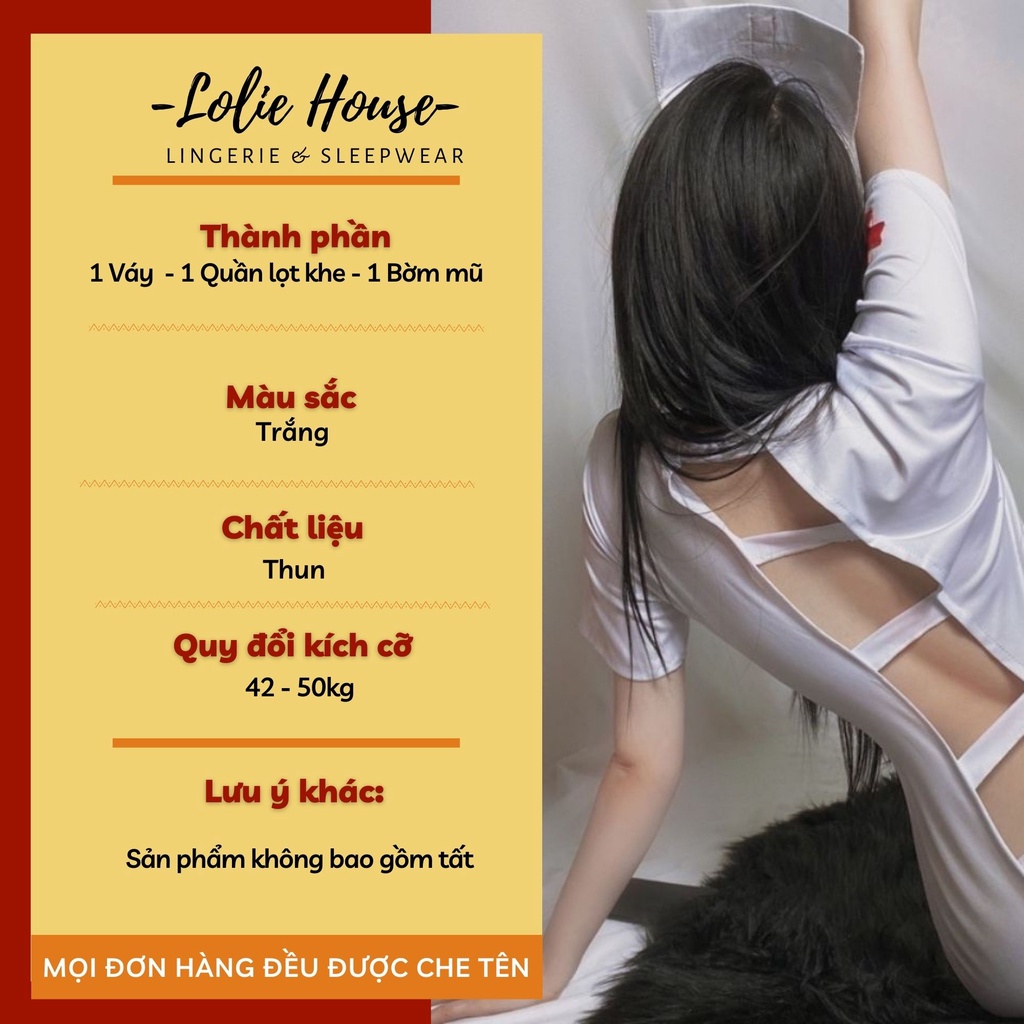 Cosplay y tá sexy gợi cảm quyến rũ màu trắng co giãn cho nữ LOLIE HOUSE - CP28
