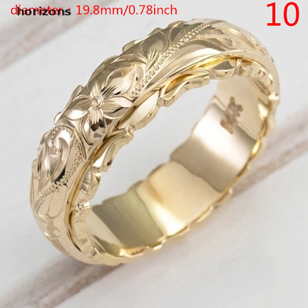 Nhẫn Mạ Vàng 14k Chạm Khắc Hoa Tinh Tế