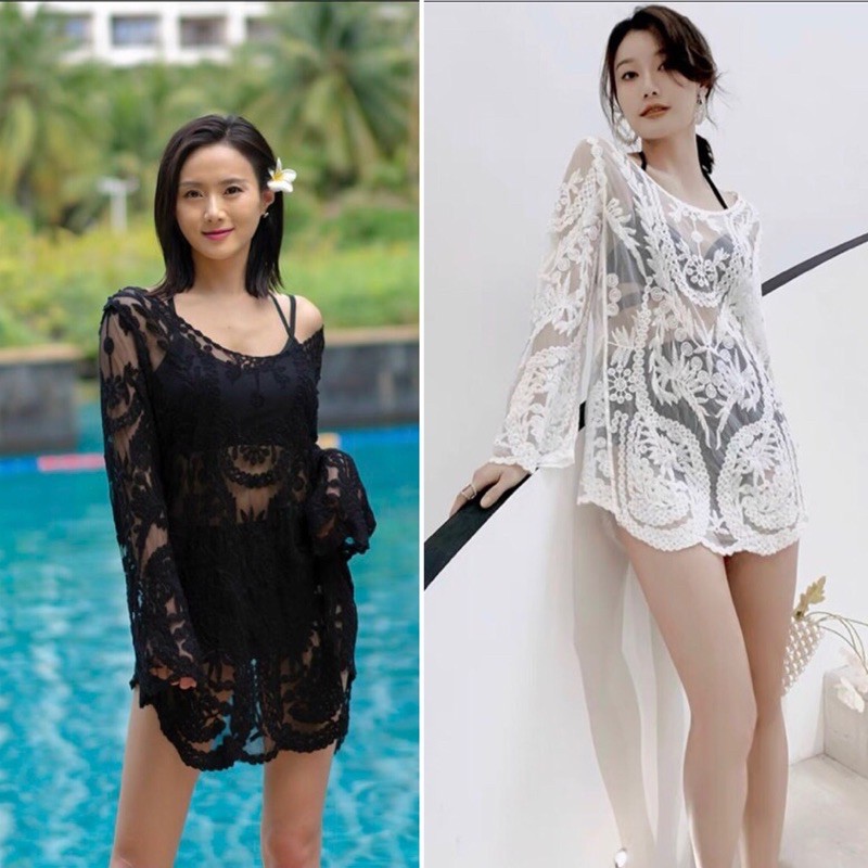 Áo choàng đi biển ren hoa | BigBuy360 - bigbuy360.vn