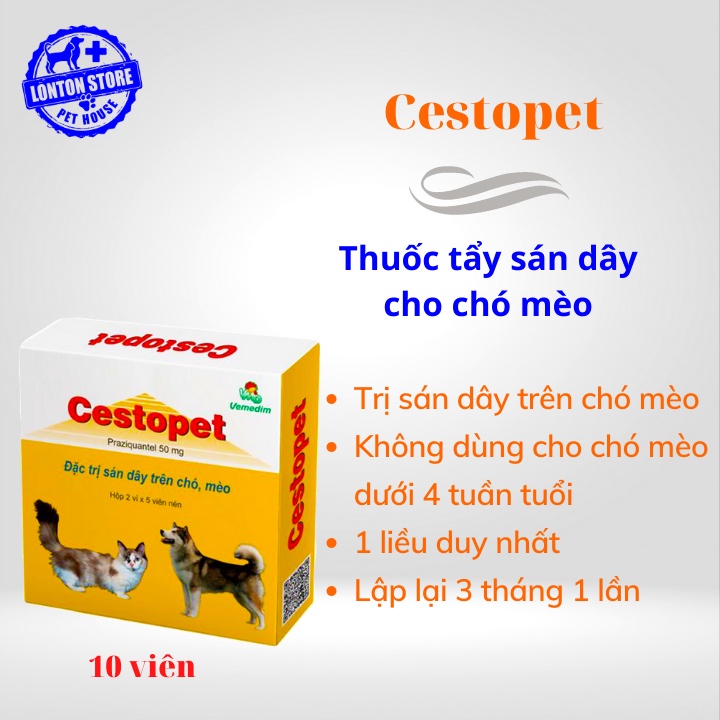 VEMEDIM Cestopet- Viên tẩy sán dây trên chó, mèo Lonton store