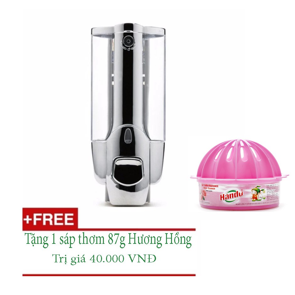 Hộp xà phòng treo tường nhấn 1 bình + Tặng kèm 1 sáp thơm cao cấp 87g hương Táo