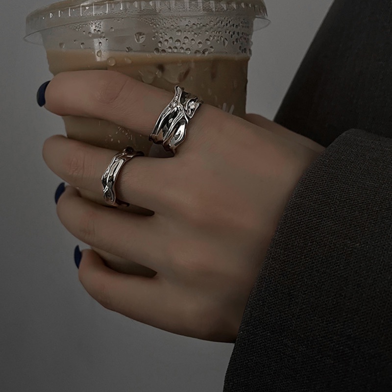 Nhẫn Hở Bằng Kim Loại Phong Cách hip hop Thời Trang Cá Tính