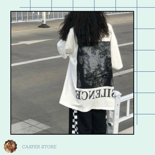 Set quần culottes sọc caro áo thun Silence ⚡ Casper.Store | FREESHIP | ⚡ Bộ quần dài ống rộng kèm phông tay lỡ oversize