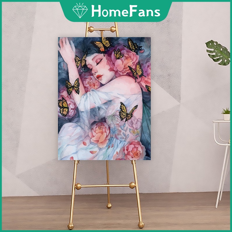 Bộ Tranh Sơn Dầu Trang Trí Nội Thất Hình Cô Gái Xinh Xắn 40x50