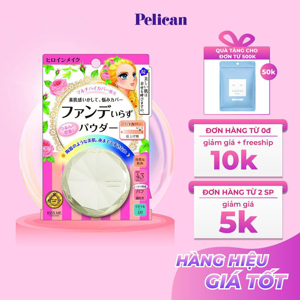 Phấn phủ Kissme lâu trôi không thấm nước độ che phủ cao &amp; chống nắng Heroine Make Long Stay Powder Air Veil SPF 44 PA+++