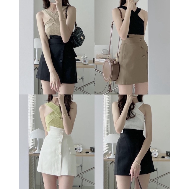 Chân váy hai da mùa hè có quần trong hàng Quảng Châu