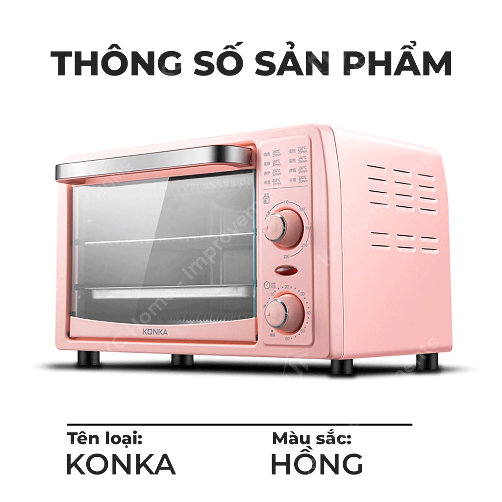 Lò Nướng Mini Konka Màu Hồng, 13L, 800W, BH 06 Tháng, KAO-13L, KC Home