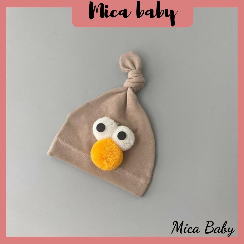 Mũ cotton trùm đầu họa tiết mắt chim đáng yêu cho bé từ 0-12 tháng Mica baby