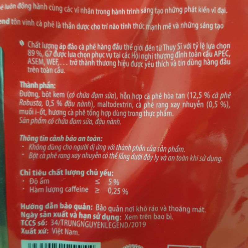 CA PHÊ HÒA TAN TRUNG NGUYÊN G7 3 TRONG 1 GÓI 800G