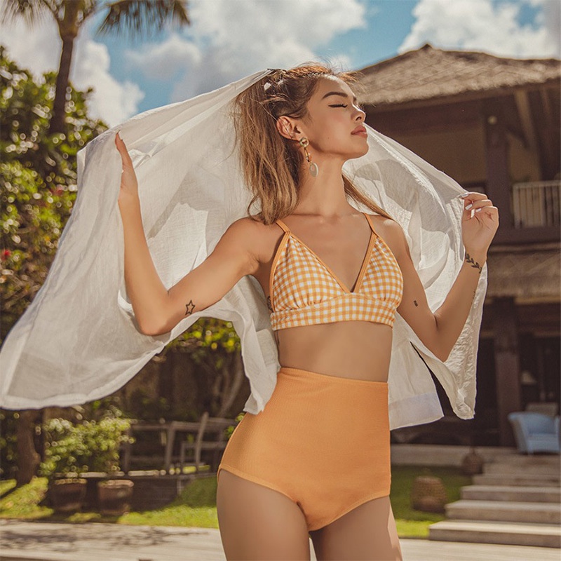 BIKINI 2 MẢNH CẠP CAP, KẺ CARO VÀNG