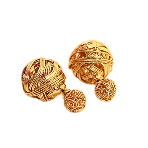 Cặp khuyên tai thiết kế 2 đầu hình quả bóng độc đáo sang trọng dành cho nữ