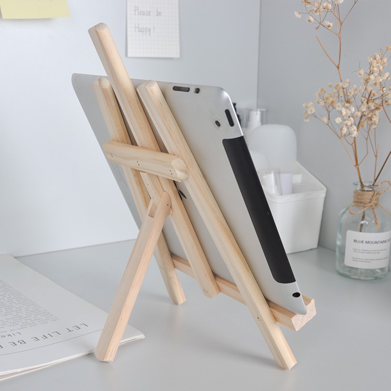 Ohaya Log Giá Đỡ Điện Thoại / Máy Tính Bảng / ipad Để Bàn Bằng Gỗ Vẽ Họa Tiết Nhỏ Xinh