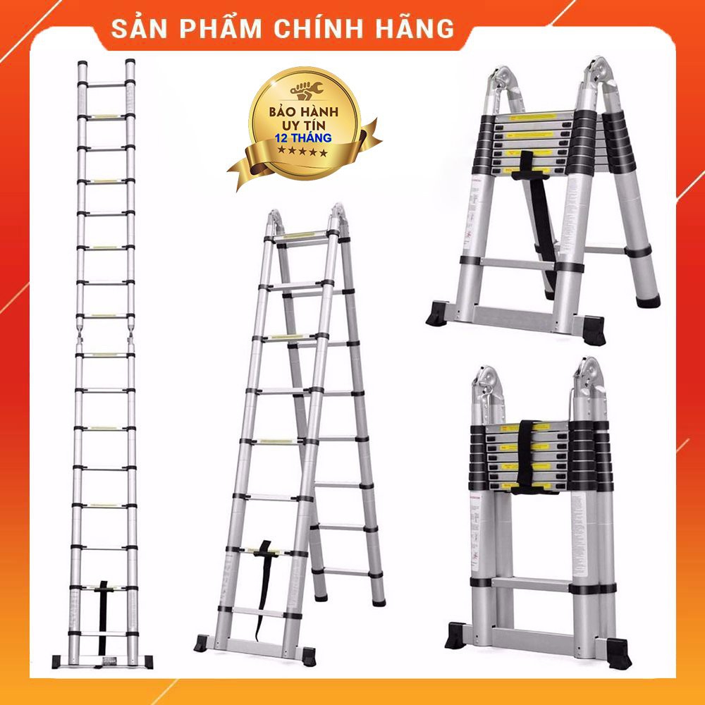 Thang nhôm rút đôi chữ A 1.6m, 1.9m, 2.2m, 2.5m, 2.8m, 3.2m