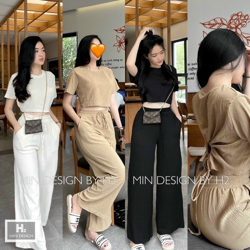 sét croptop quần ống rộng