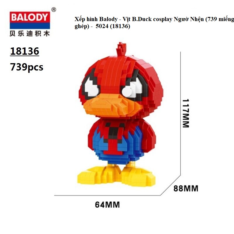 Xếp hình Balody - Vịt B.Duck cosplay Ngườ Nhện  -  5024