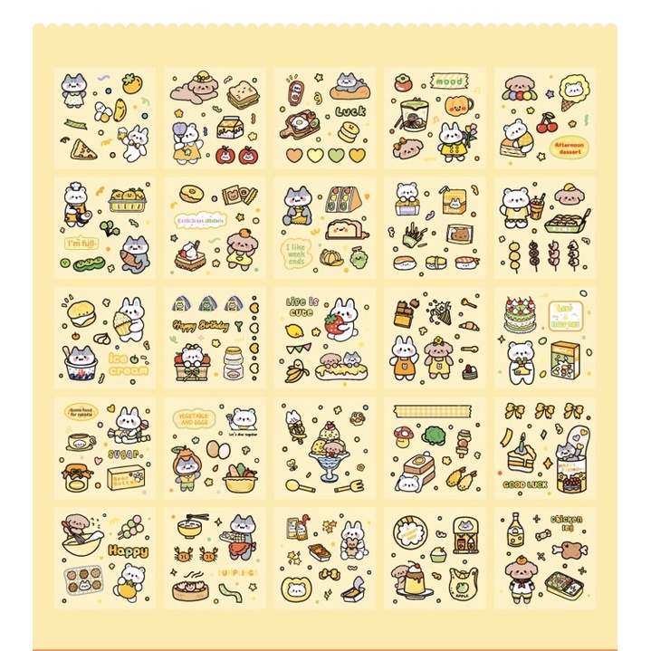 Sticker cute/Hộp set 100 tấm sticker hình dán FRIED CHICKEN trang trí sổ planner bullet journal Hàn Quốc Tẻn Tẻn