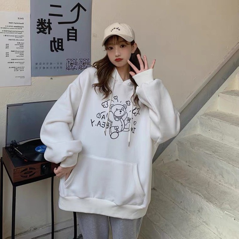 [ANEK01 giảm 10%] Áo Khoác Thun Nỉ Hoodie THIFU FASHION In Hình Con Gấu Dáng Rộng Nam Nữ Nón 2 Lớp Chuẩn Form Freesize D | BigBuy360 - bigbuy360.vn