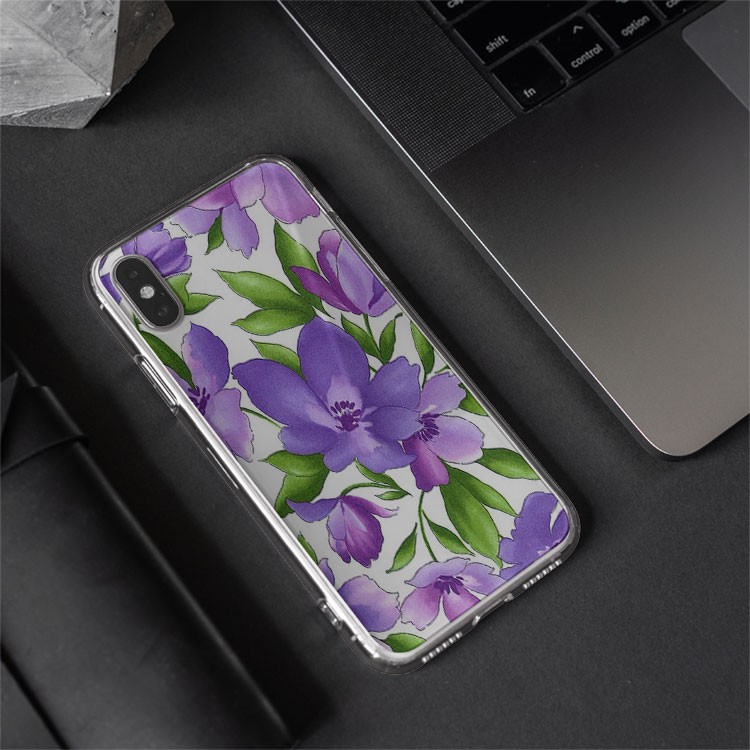 Vỏ ốp hot trend hoa tím đỗ quyên TG Case Hàng cao cấp cho các loại Iphone PAT20210200