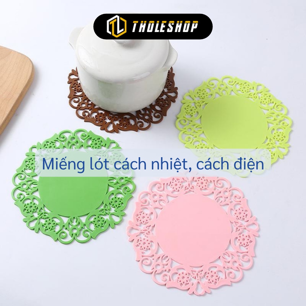 Đế Lót Ly - Miếng Lót Nồi, Chén Bát Dĩa Silicone Họa Tiết Hình Hoa Cách Nhiệt  1029