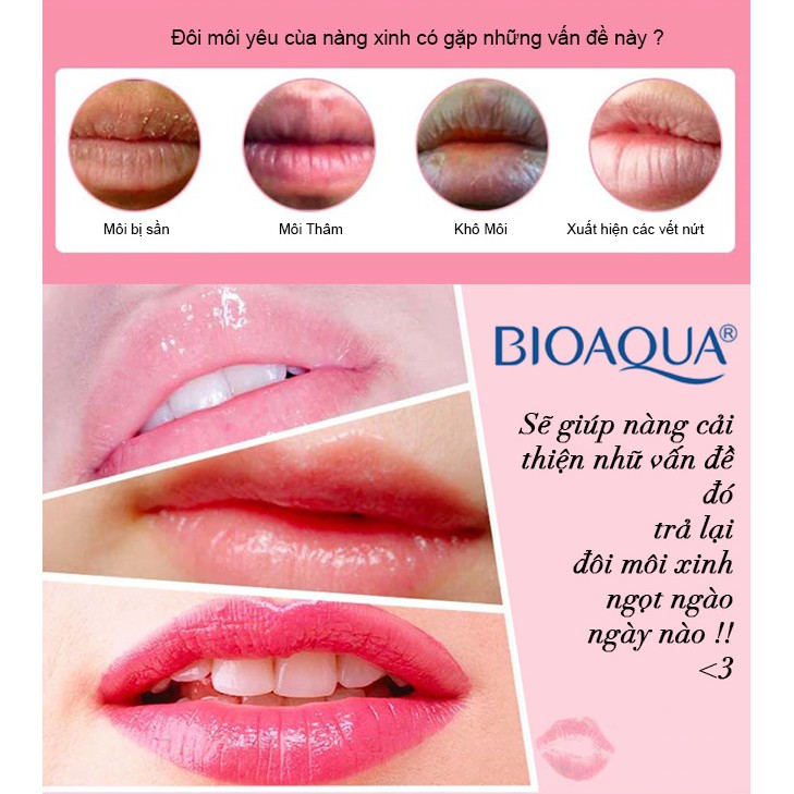 Combo 3 Mặt Nạ Dưỡng Môi Bioaqua Collagen Nourish Lips Membrane Mask 3x8g