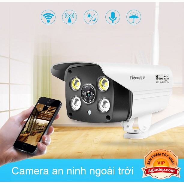 Camera an ninh ngoài trời - Camhi 720P Bền Tốt - Chống nước mà vẫn có Âm thanh và Màu sắc ban đêm của Agiadep