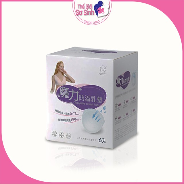 Lót Thấm Sữa Siêu Thấm Kuku - Hộp 60 Miếng - Thiết Kế Mỏng, Thấm Hút Tốt, Chống Tràn Hiệu Quả - Thế Giới Sơ Sinh