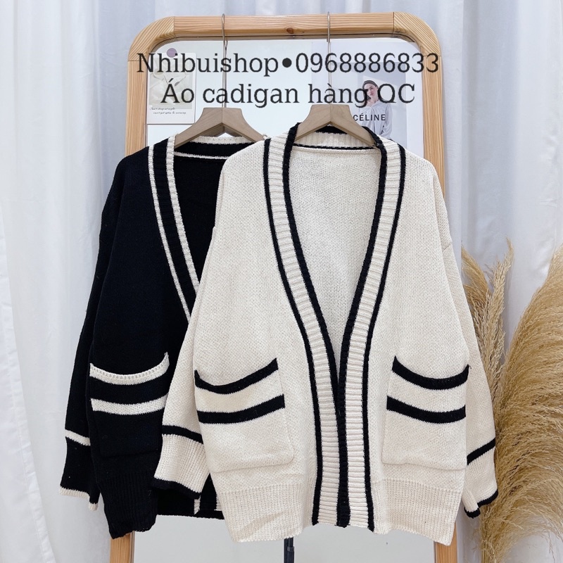 ÁO CADIGAN LEN VIỀN ĐEN TRẮNG | BigBuy360 - bigbuy360.vn
